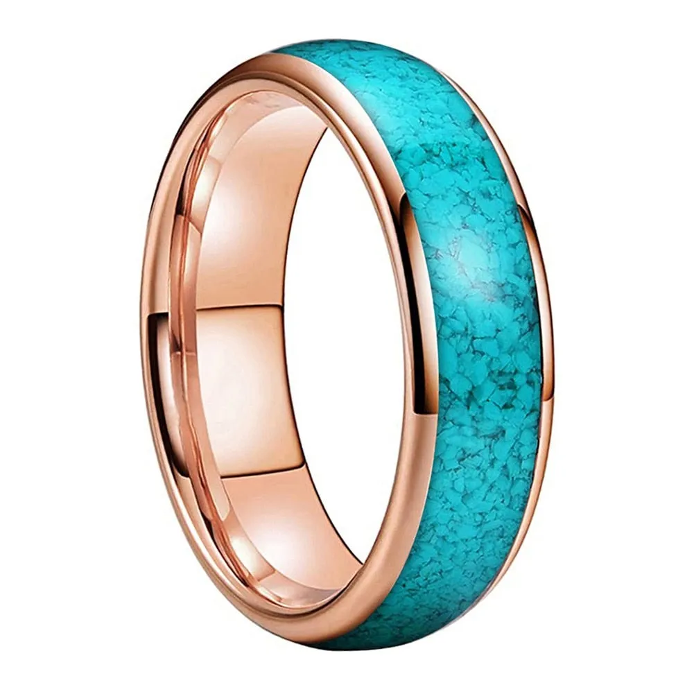 Crushed Turquoise and Rose Gold Tungsten Ring