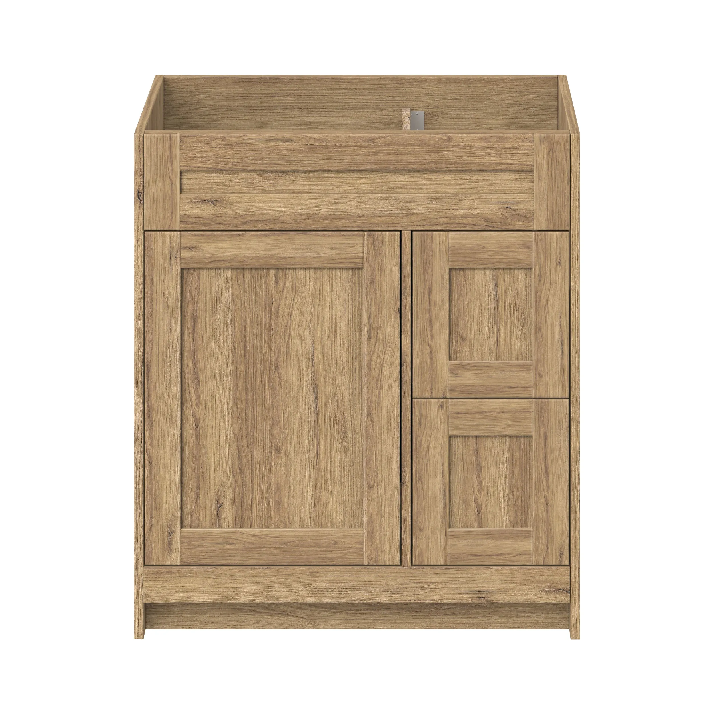 Daisy - 30" Vintage Oak Bathroom Vanity with Quartz top, Right side drawers
