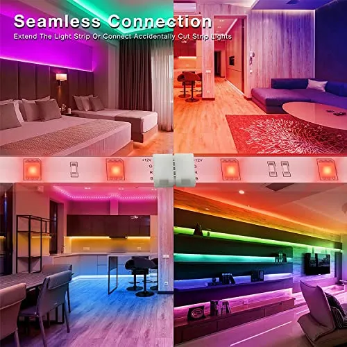 DAYBETTER Led Strip Connector Kit for 2835 8mm 4Pin, L Shape 4-Pin LED Connectors 10-Pack 20 Pcs 4-Pin Connector Clips, Solderless LED Strip Accessories for DIY