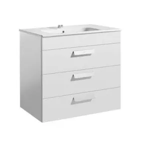 Debba Unik 3 Drawer Wall Hung 800mm Bathroom Vanity Unit - White