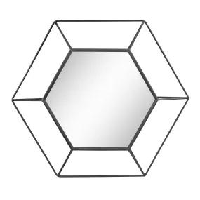 Decorative Black Metal 24" Hexagon Frame Hanging Wall Mirror (WS)