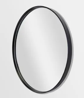Deep Frame Round Mirror Black