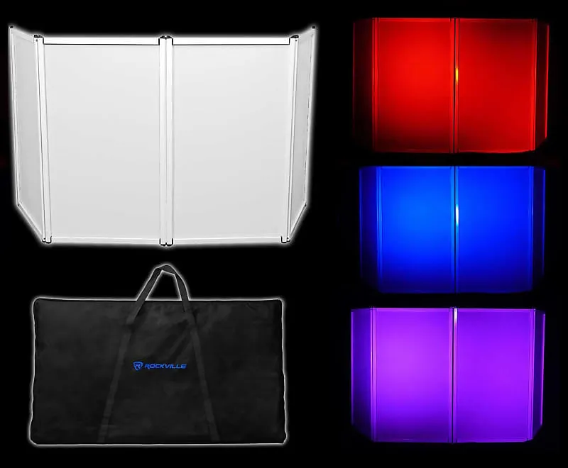 DJ package with 15" speakers   Bluetooth mixer   microphones   totem stands   façade   lighting Rockville RPG2X15 (2) RTP32B RFAAW PACK