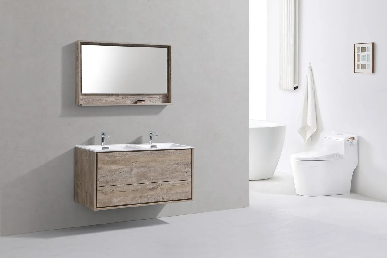 DL48DNW, 48″ DOUBLE SINK NATUREWOOD WALL MOUNT MODERN BATHROOM VANITY