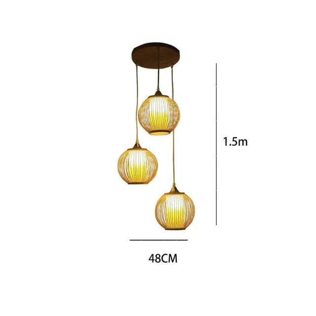 E27 Chandelier Staircase Loft Villa Creative American Bamboo Cage Attic Pick High Living Room Decoration Lamps
