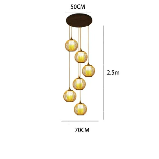 E27 Chandelier Staircase Loft Villa Creative American Bamboo Cage Attic Pick High Living Room Decoration Lamps