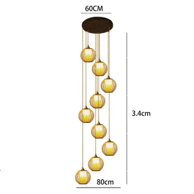 E27 Chandelier Staircase Loft Villa Creative American Bamboo Cage Attic Pick High Living Room Decoration Lamps