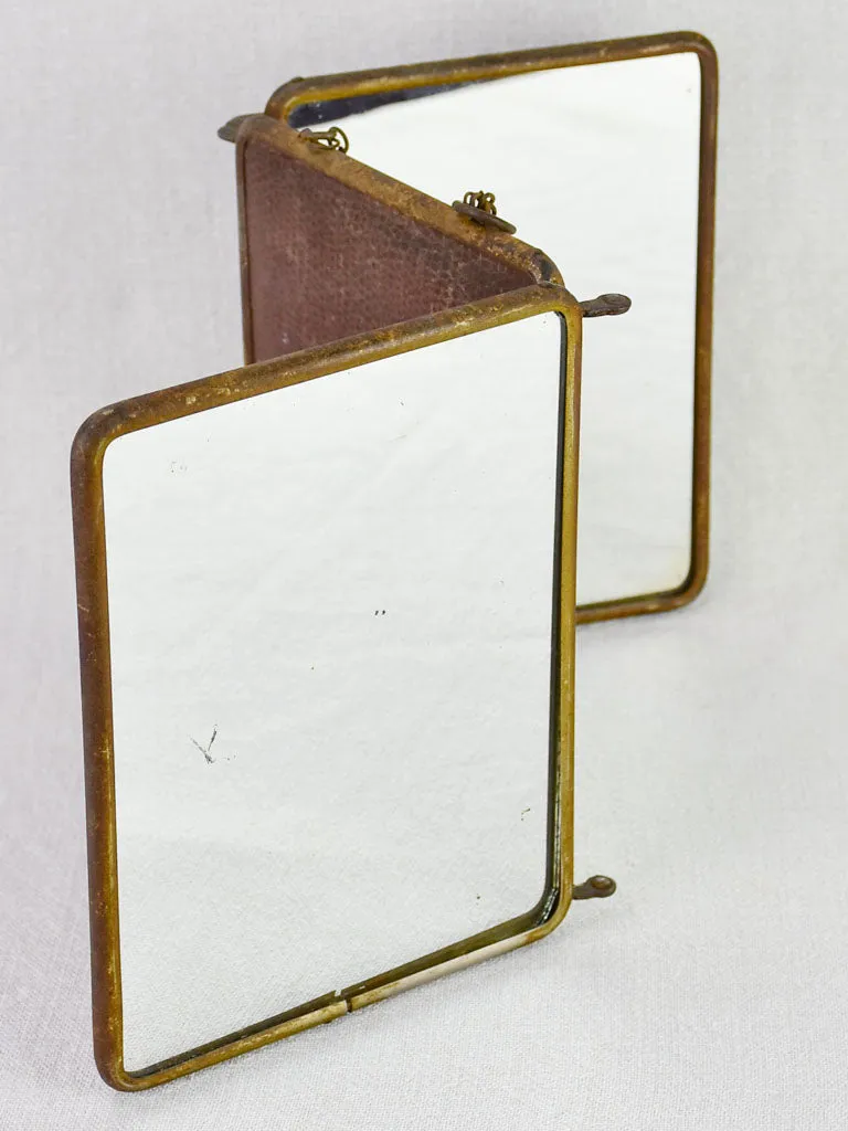 Early 20th-century French barber's mirror with three panels 8¾"