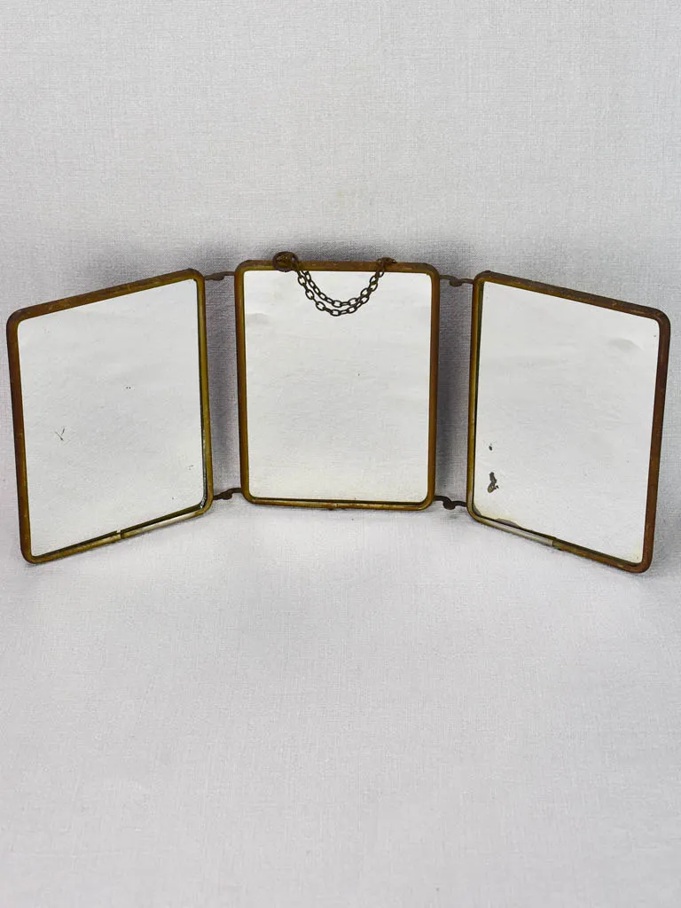 Early 20th-century French barber's mirror with three panels 8¾"