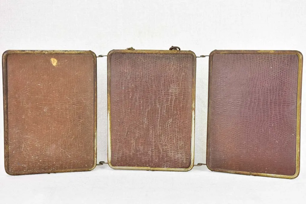 Early 20th-century French barber's mirror with three panels 8¾"