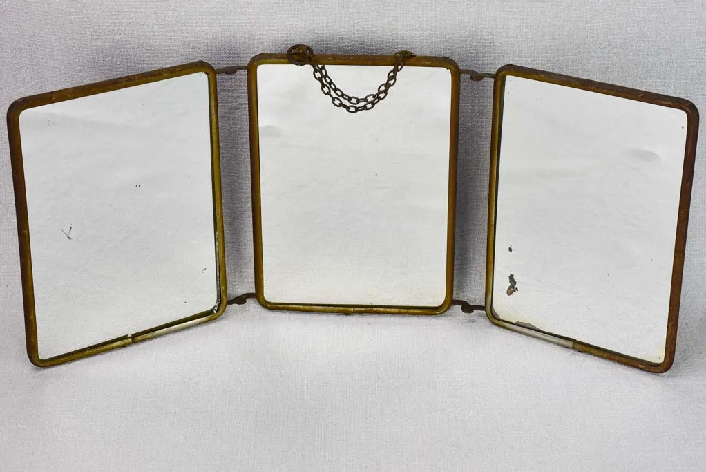 Early 20th-century French barber's mirror with three panels 8¾"