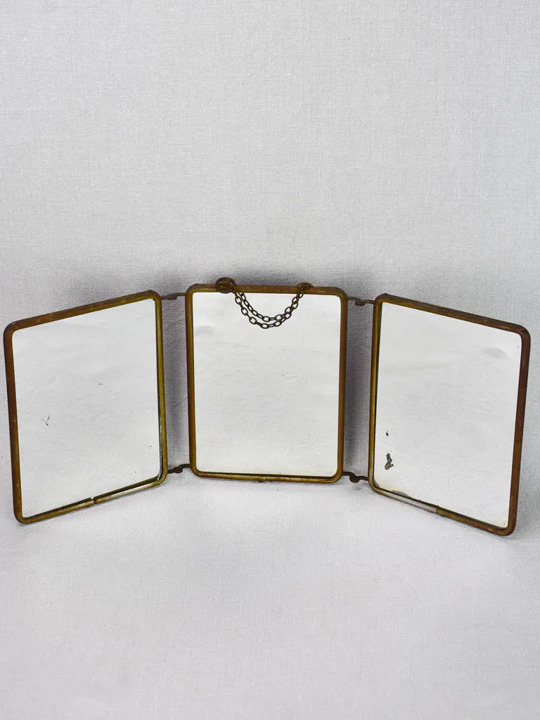 Early 20th-century French barber's mirror with three panels 8¾"
