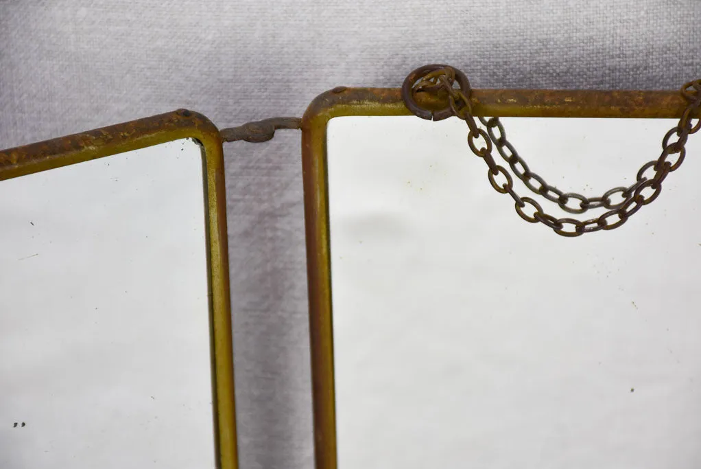 Early 20th-century French barber's mirror with three panels 8¾"
