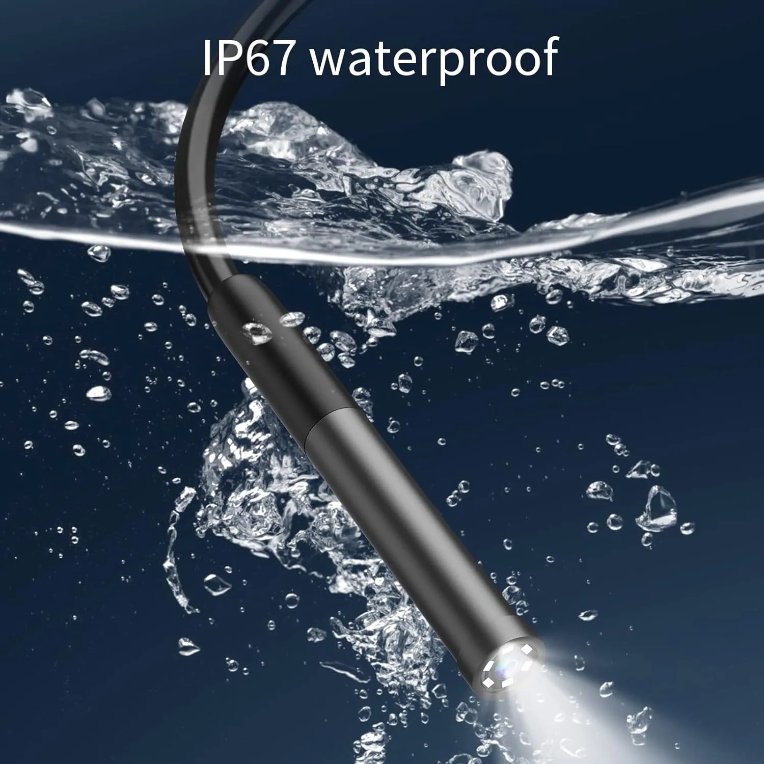 Endoscope Camera with Light,1080P HD Borescope with 6 LED Lights 9.8FT Semi-Rigid Snake Cable