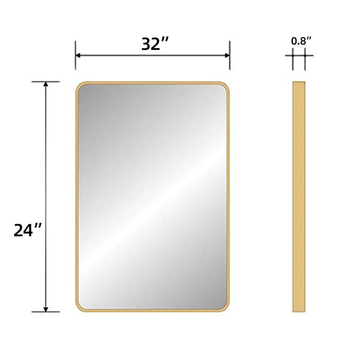 ExBrite 32 " W x 24 " H Gold Bathroom Mirror for Wall Vanity Mirror