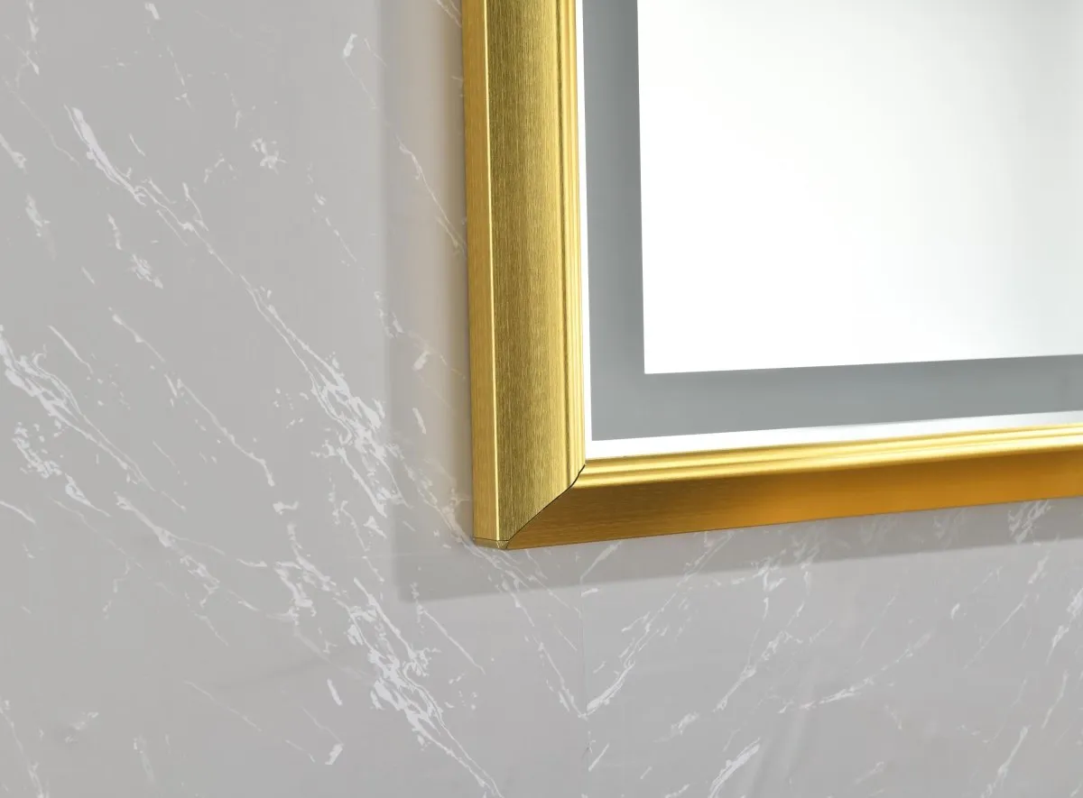ExBrite 48 in. W x 30 in. H Oversized Rectangular Gold Framed LED Mirror Anti-Fog Dimmable Wall Mount Bathroom Vanity Mirror