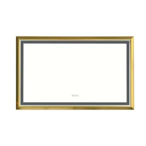 ExBrite 48 in. W x 30 in. H Oversized Rectangular Gold Framed LED Mirror Anti-Fog Dimmable Wall Mount Bathroom Vanity Mirror