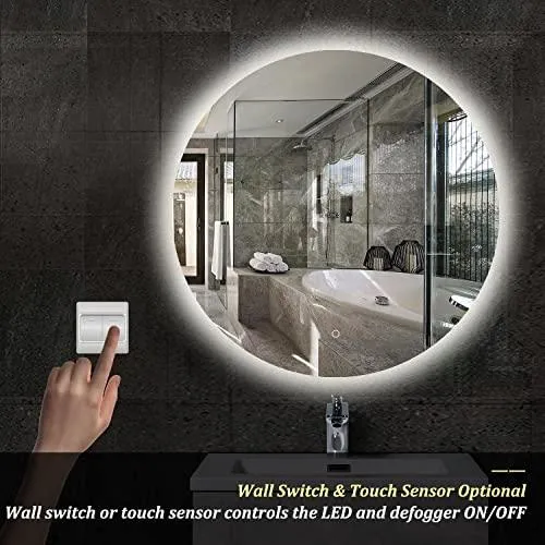 Frameless Non-Frosted Round Led Mirrors for Bathrooms