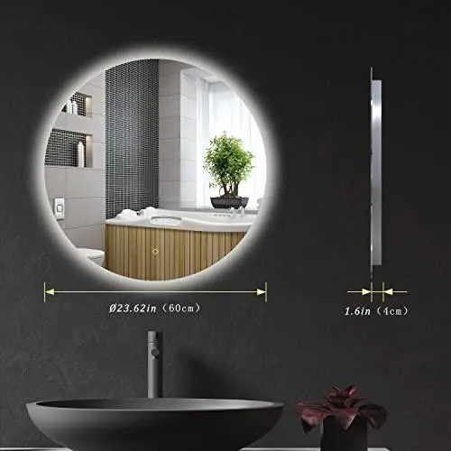 Frameless Non-Frosted Round Led Mirrors for Bathrooms
