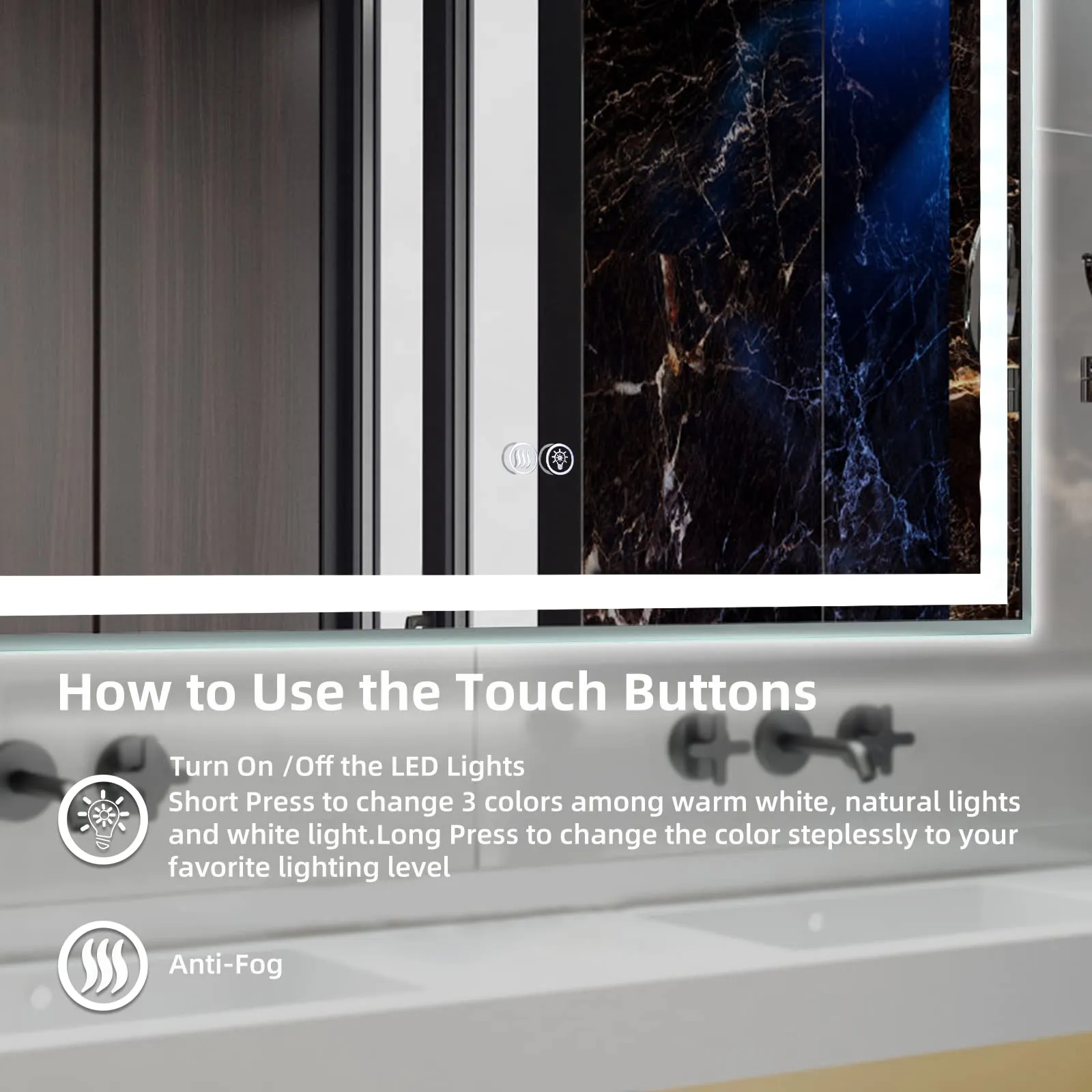 GARVEE LED Bathroom Mirror 24 x40 Large Dimmable Wall Mirrors with Front & Backlight Anti-Fog Shatter-Proof
