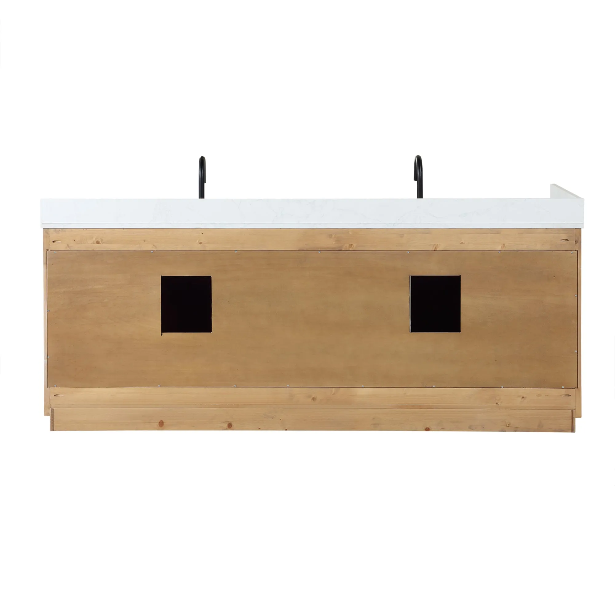 Gavino 84" Double Bathroom Vanity with Grain White Engineered Stone Countertop