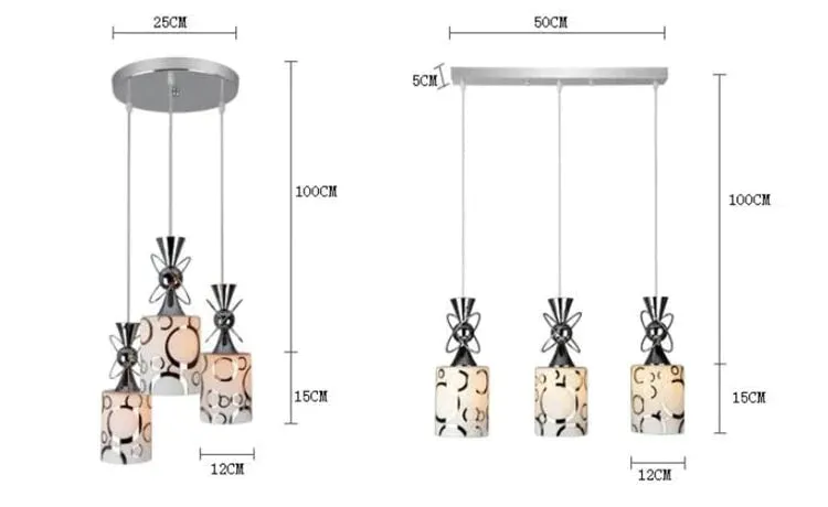 Glass Set Of 3 LED Pendant Light Bar Dining Room LED Pendant Lamp Island Kitchen Hanging Lighting For Foyer Study Bedroom