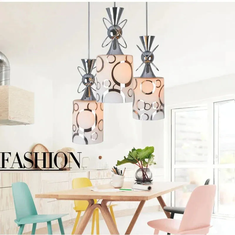 Glass Set Of 3 LED Pendant Light Bar Dining Room LED Pendant Lamp Island Kitchen Hanging Lighting For Foyer Study Bedroom