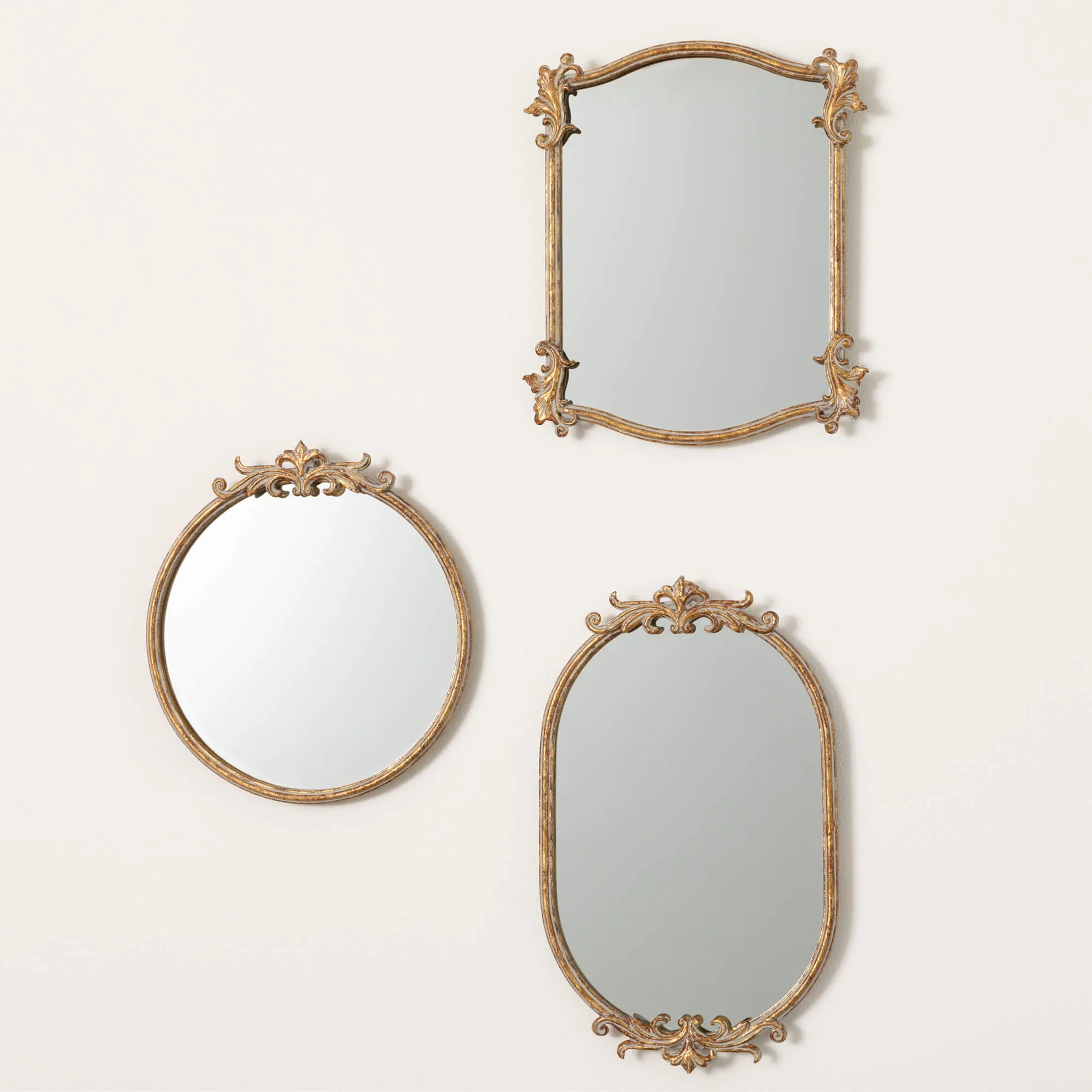 Gold Trimmed Ornate Mirror Set