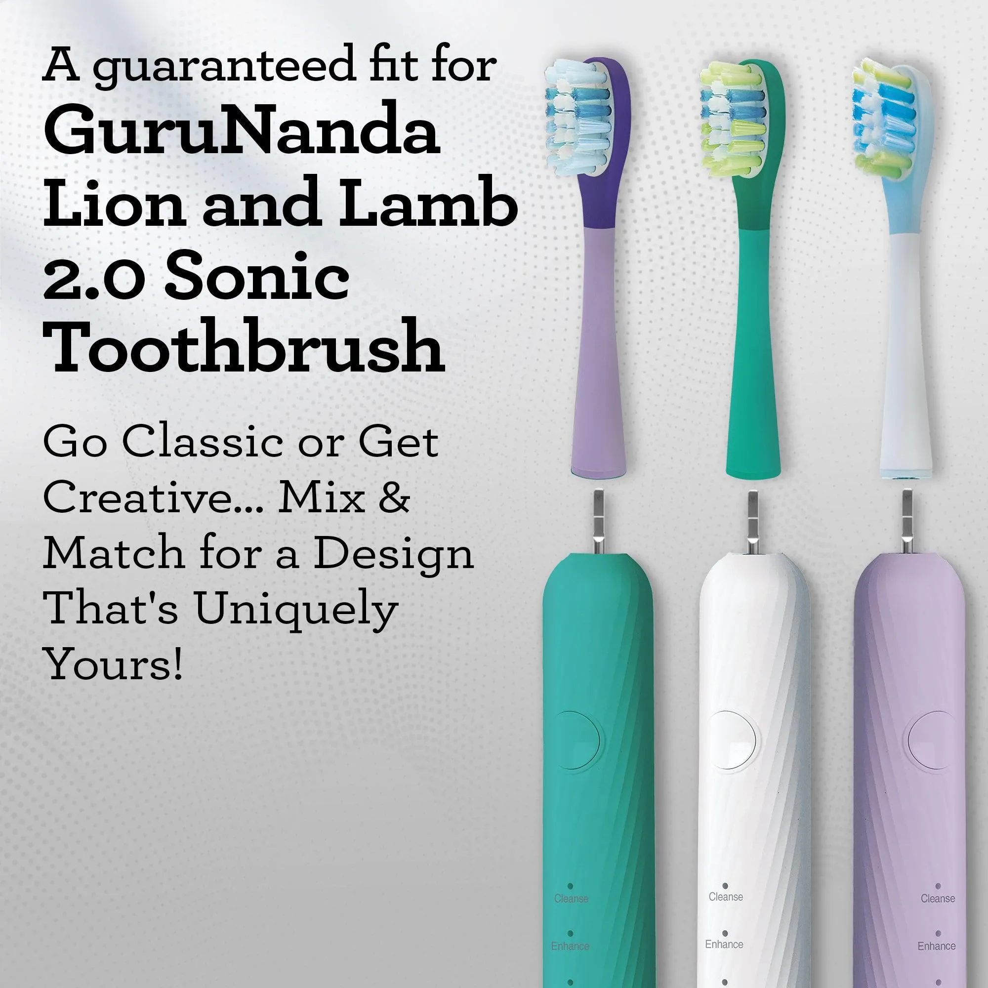 GuruNanda Lion & Lamb 2.0 Replacement Brush Head (Pack of 6) - Lavender