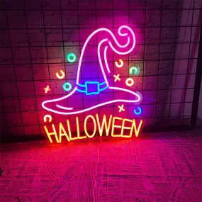 Halloween LED Neon Lights Witch Magic Hat Pumpkin Atmosphere Lights