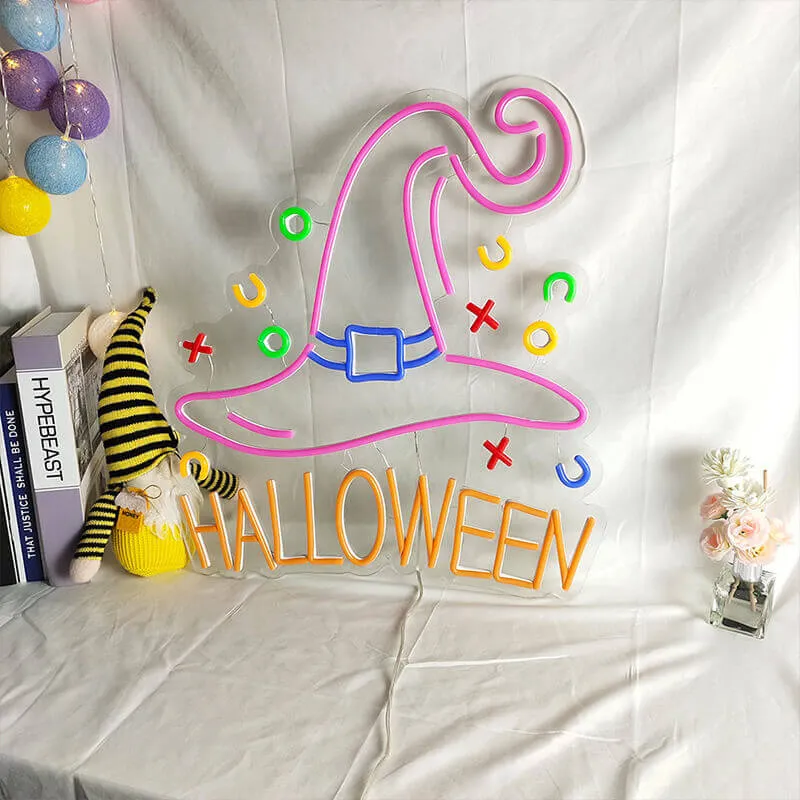 Halloween LED Neon Lights Witch Magic Hat Pumpkin Atmosphere Lights