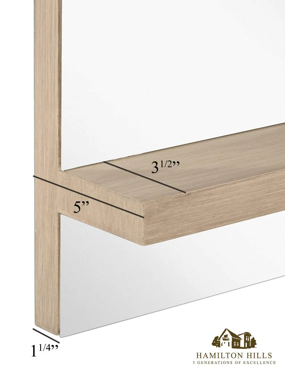 Hamilton Hills Contemporary Natural Wood Shelf Wall Mirror | Sleek Modern Vanity Mirror