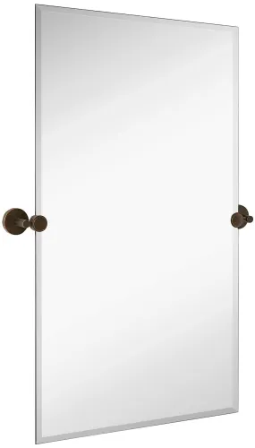 Hamilton Hills Large Pivot Rectangle Mirror with Oil Rubbed Bronze Wall Anchors | Silver