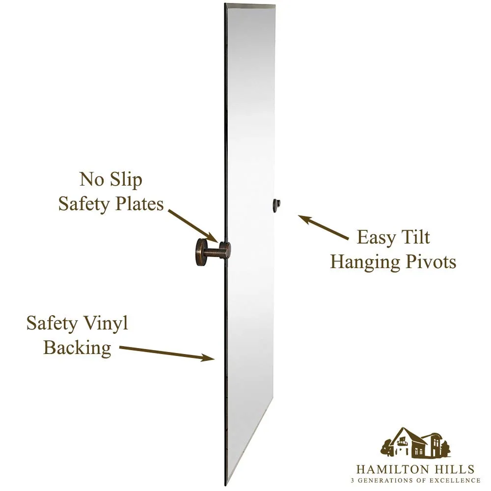 Hamilton Hills Large Pivot Rectangle Mirror with Oil Rubbed Bronze Wall Anchors | Silver