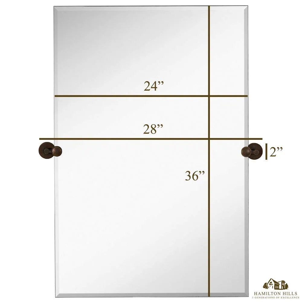 Hamilton Hills Large Pivot Rectangle Mirror with Oil Rubbed Bronze Wall Anchors | Silver