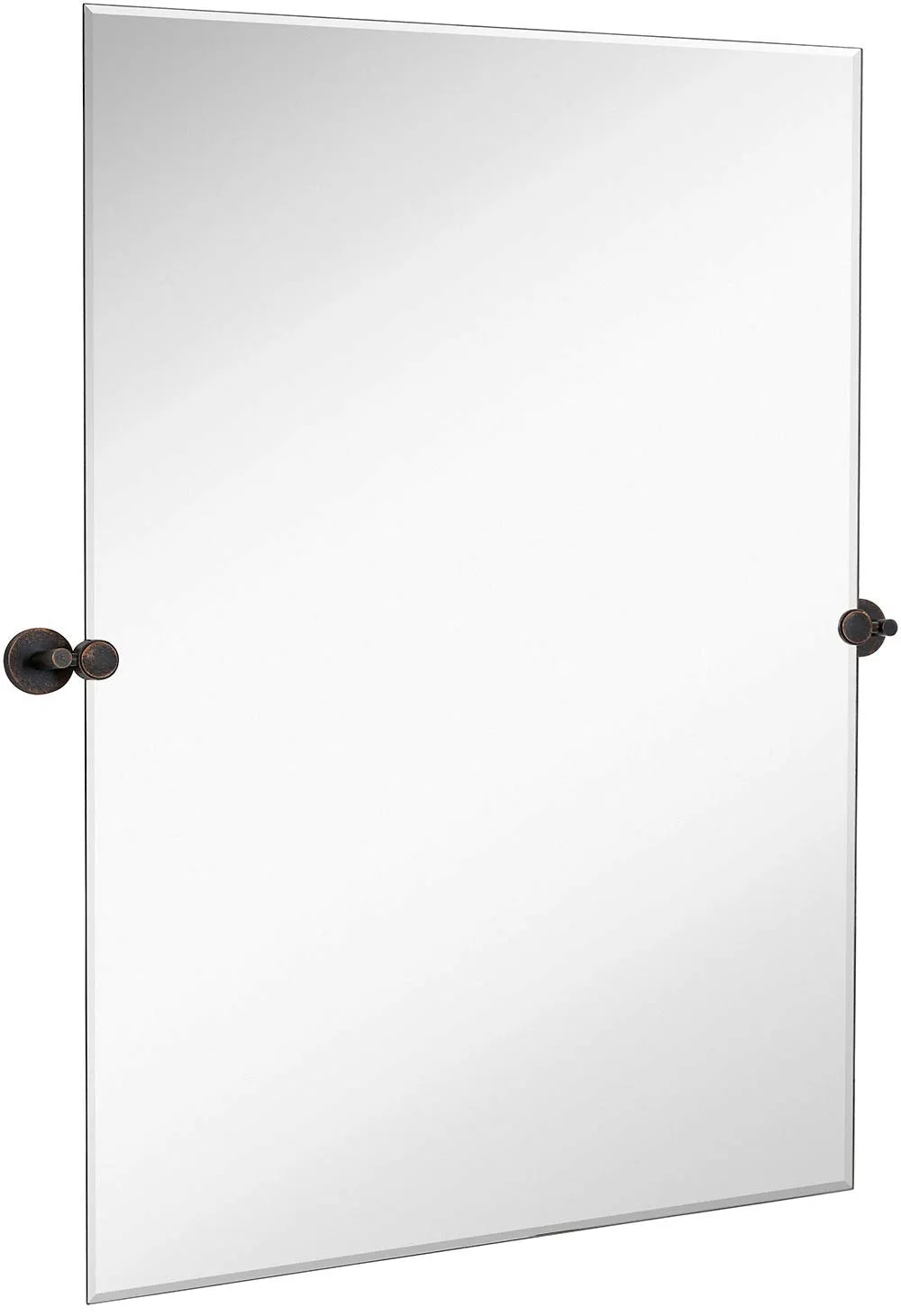 Hamilton Hills Large Pivot Rectangle Mirror with Oil Rubbed Bronze Wall Anchors | Silver