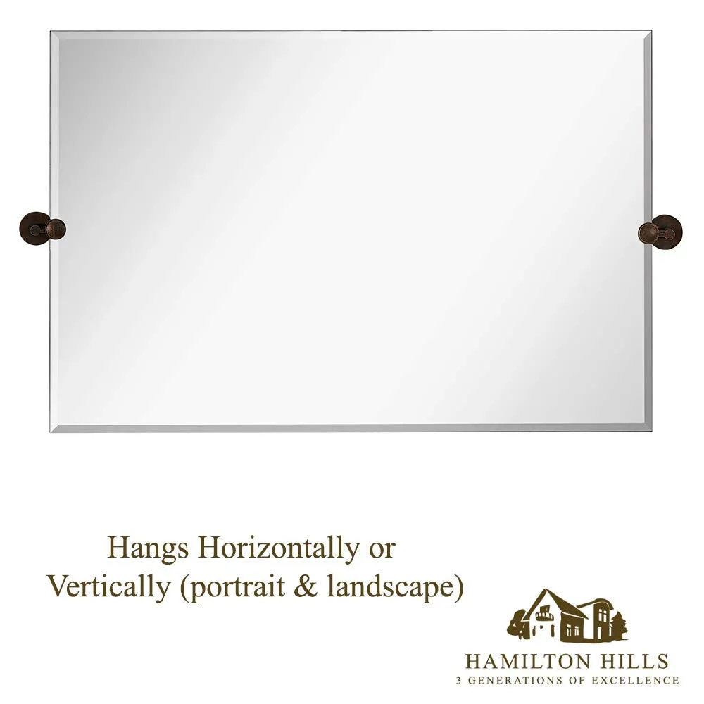 Hamilton Hills Large Pivot Rectangle Mirror with Oil Rubbed Bronze Wall Anchors | Silver