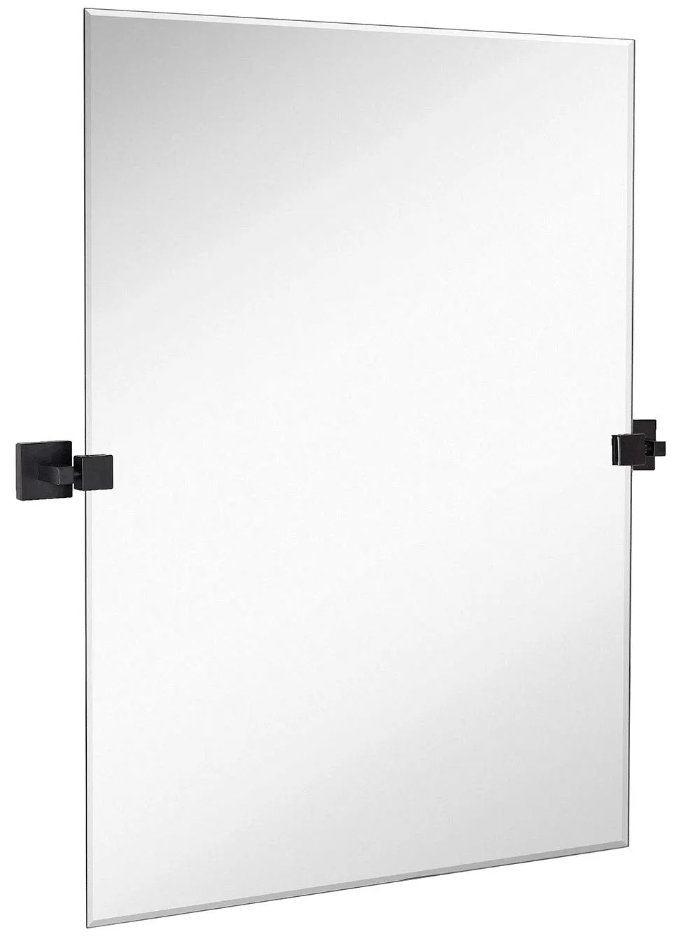 Hamilton Hills Large Squared Modern Pivot Rectangle Mirror with Polished Chrome Wall