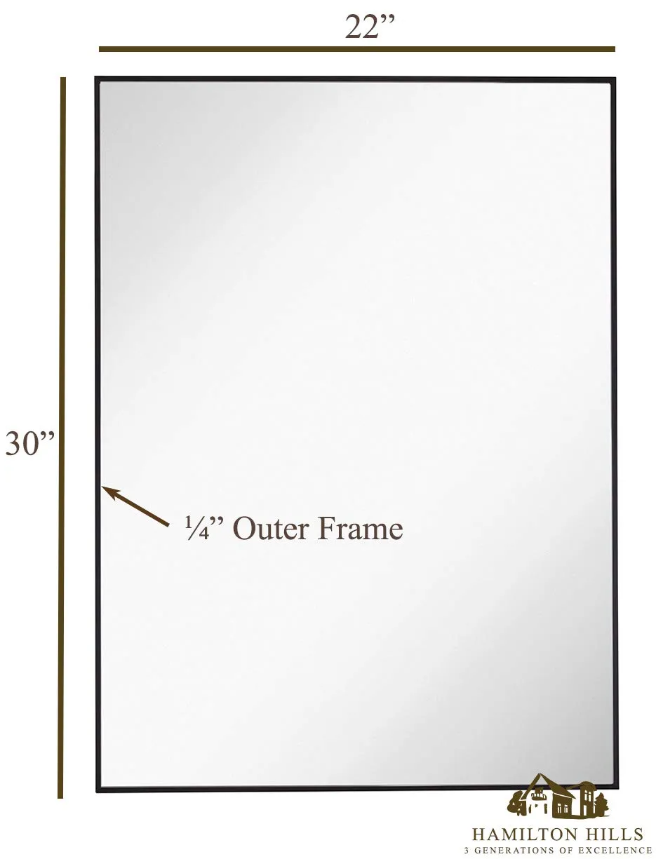 Hamilton Hills Silver Brushed Metal Vanity Mirror Simple Edge Mirrors for Wall Bathroom