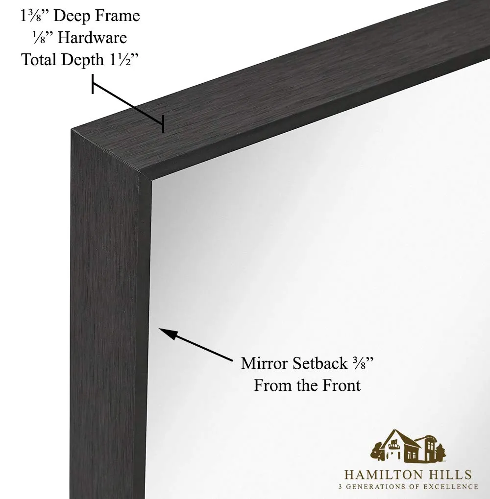 Hamilton Hills Silver Brushed Metal Vanity Mirror Simple Edge Mirrors for Wall Bathroom