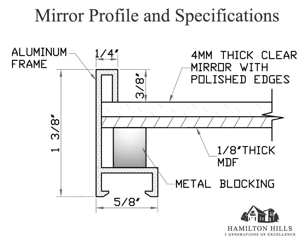Hamilton Hills Silver Brushed Metal Vanity Mirror Simple Edge Mirrors for Wall Bathroom