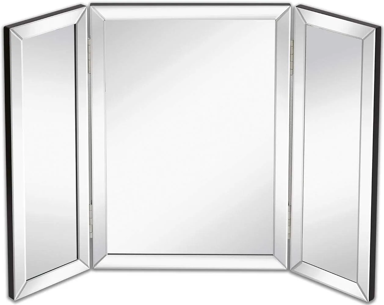 Hamilton Hills Trifold Vanity Mirror | Solid Hinged Sided Tri-fold Beveled Mirrored Edges