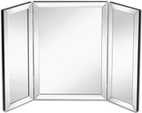 Hamilton Hills Trifold Vanity Mirror | Solid Hinged Sided Tri-fold Beveled Mirrored Edges