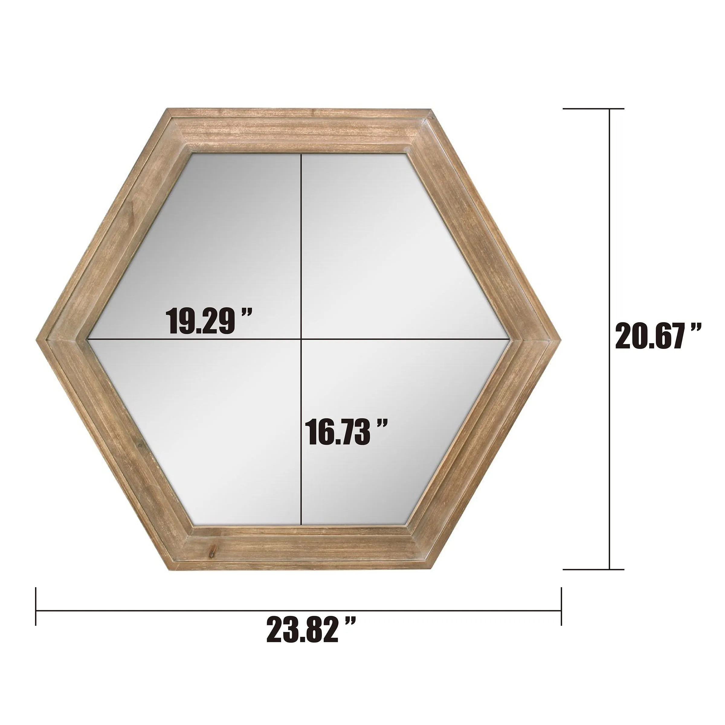 Hexagon Natural Wood Mirror - 24 Inch