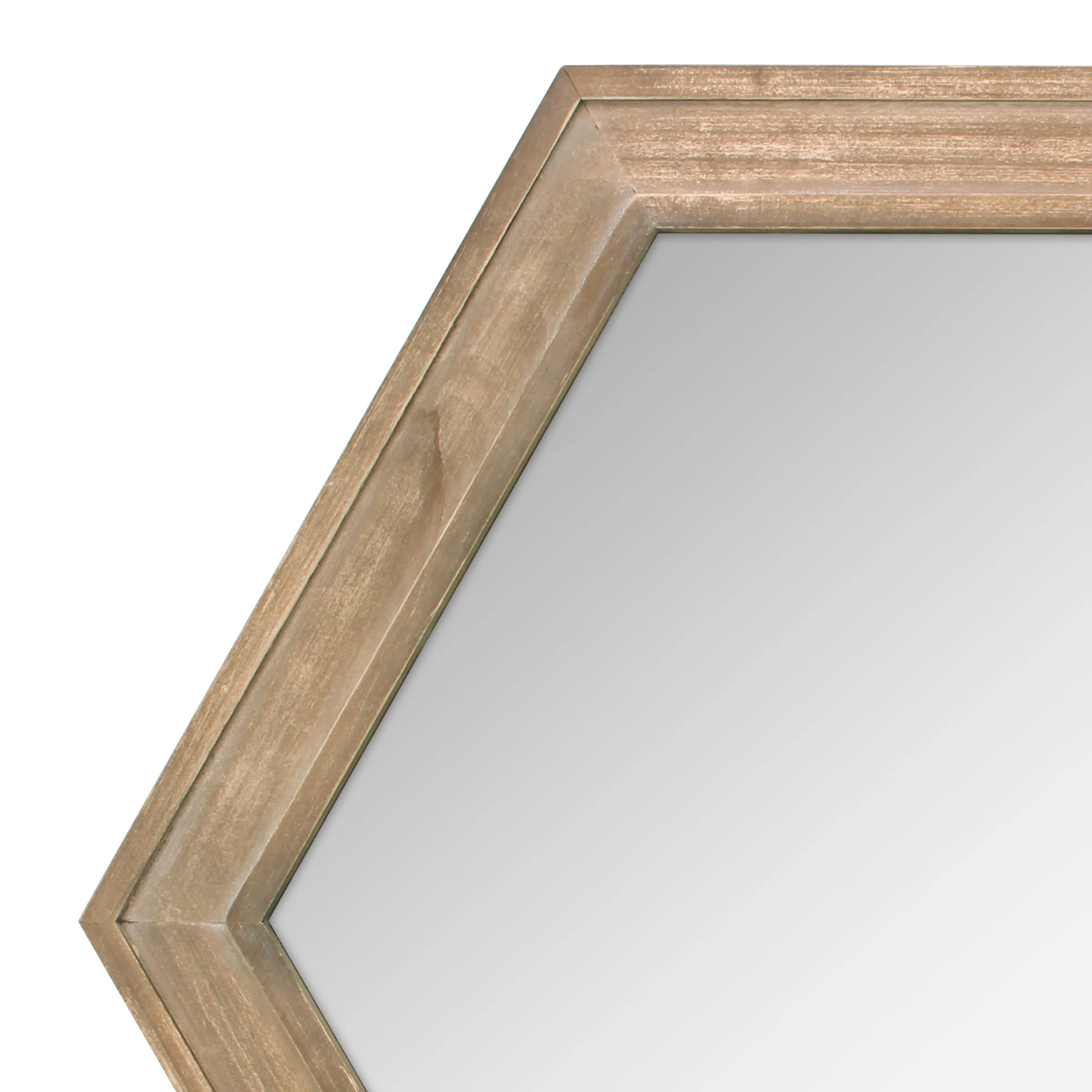 Hexagon Natural Wood Mirror - 24 Inch