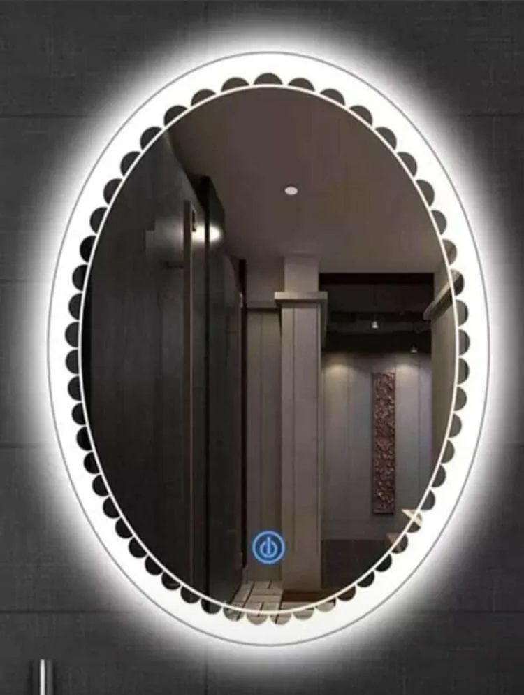 HIMANS Beautiful LED Mirror 18"×24" (Oval)/ Smart Mirror/Touch Sensor Mirror (White Lights)