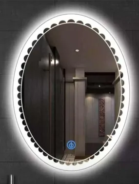 HIMANS Beautiful LED Mirror 18"×24" (Oval)/ Smart Mirror/Touch Sensor Mirror (White Lights)