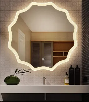HIMANS Wall Mounted Glass Led Wall Mirror Sensor 24x24 Inches LED Bedroom Mirror for Wall