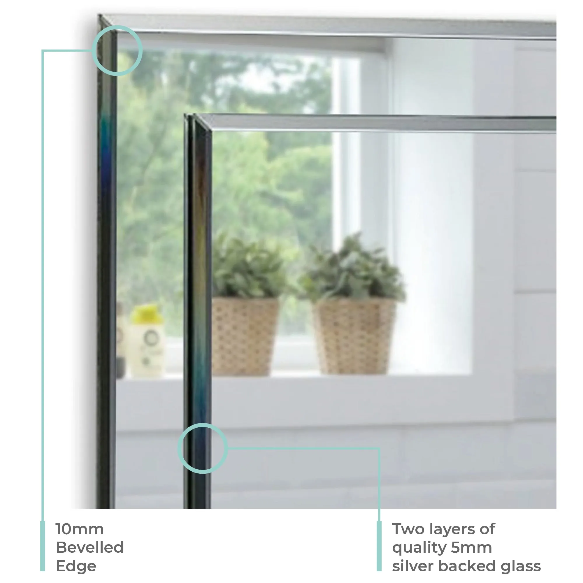 Iowa Rectangular Bathroom Mirror with Shelf 3 Sizes 70Hx50Wcm, 60Hx43Wcm, 50Hx40Wcm