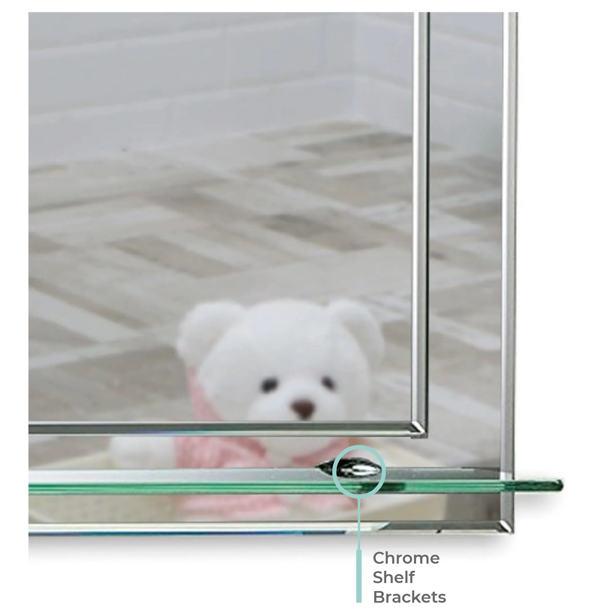 Iowa Rectangular Bathroom Mirror with Shelf 3 Sizes 70Hx50Wcm, 60Hx43Wcm, 50Hx40Wcm